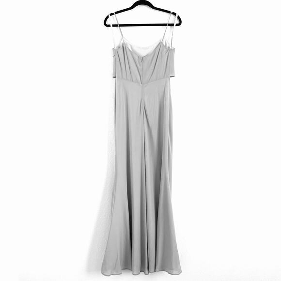 Jenny Yoo Light Grey Blake Maxi Bridesmaid Prom Formal Dress - Picture 3 of 16